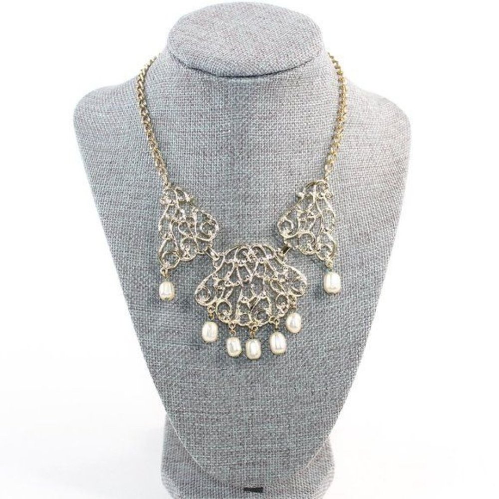 VTG Sarah Conventry Gold Metal Princess Length Oval Link Chain Bib Necklace - Picture 1 of 6